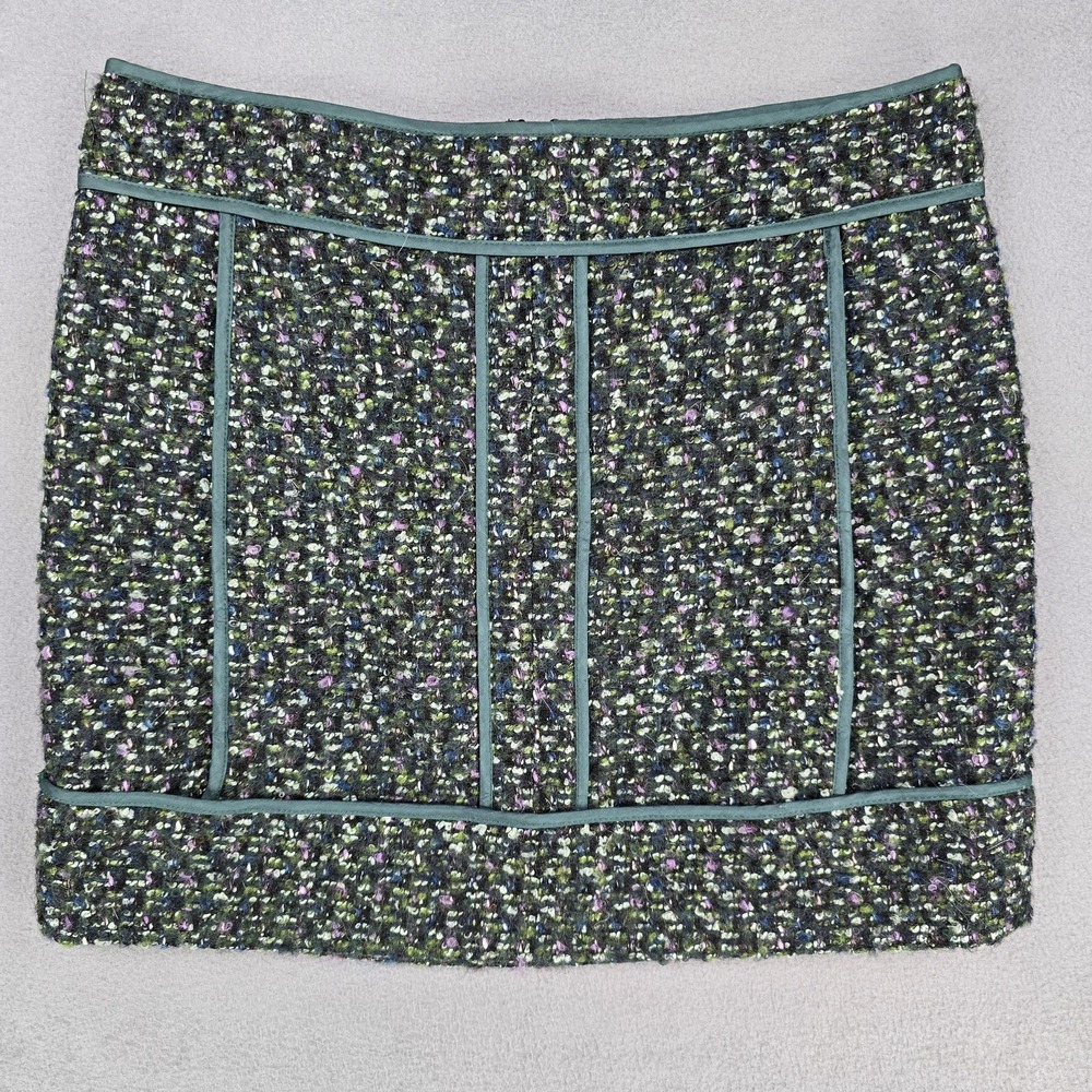 J.Crew Skirt Womens 2 Multicolor Tweed Boucle Mini Wool Mohair Lined Exposed Zip